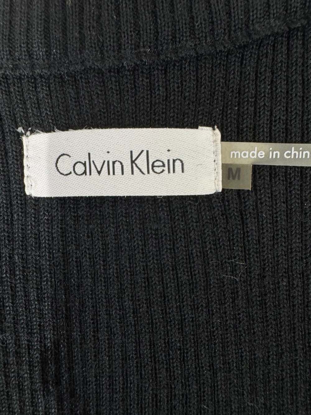 Calvin Klein Ribbed Wool Blend Knit Bodycon Sweater Dress with Ruched Sides Med - Picture 7 of 9